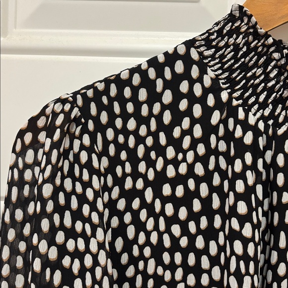 J. Crew Factory Smocked-Neck Long Sleeve Top in Oncilla Cat Print Size L - Picture 5 of 14